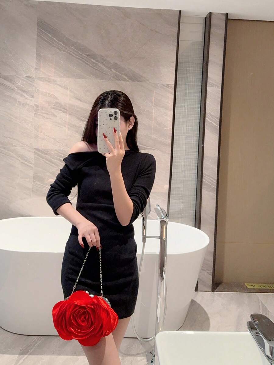 Elegantna večernja torba sa 3D ružom , romantična