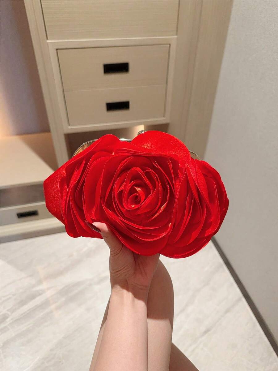 Elegantna večernja torba sa 3D ružom , romantična