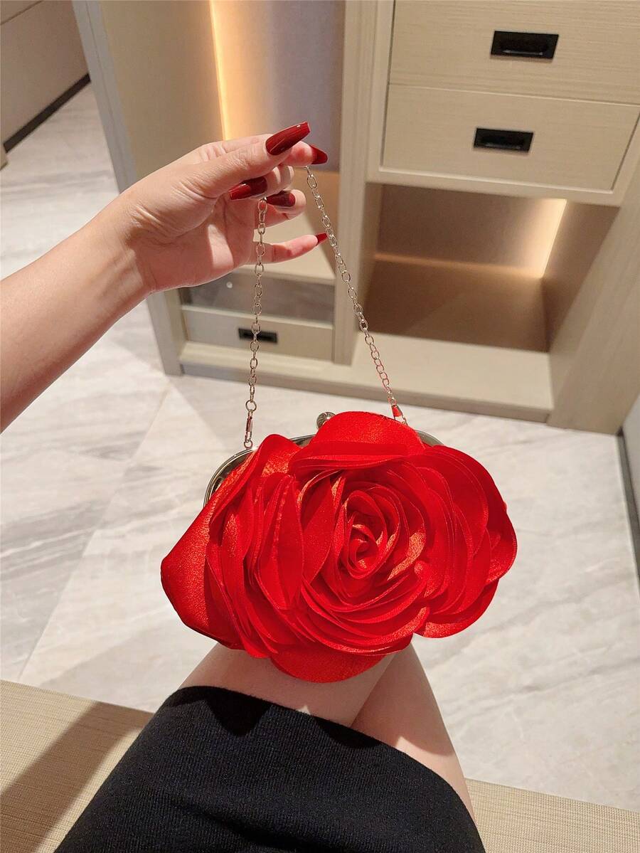 Elegantna večernja torba sa 3D ružom , romantična