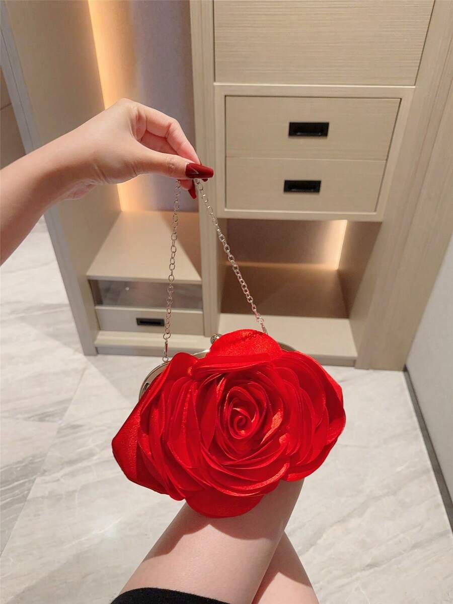 Elegantna večernja torba sa 3D ružom , romantična