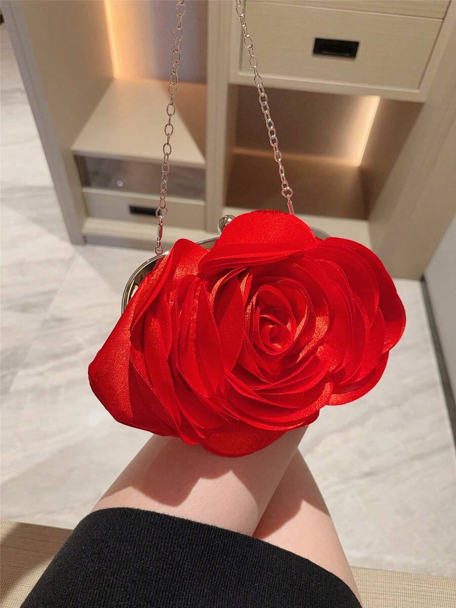 Elegantna večernja torba sa 3D ružom , romantična