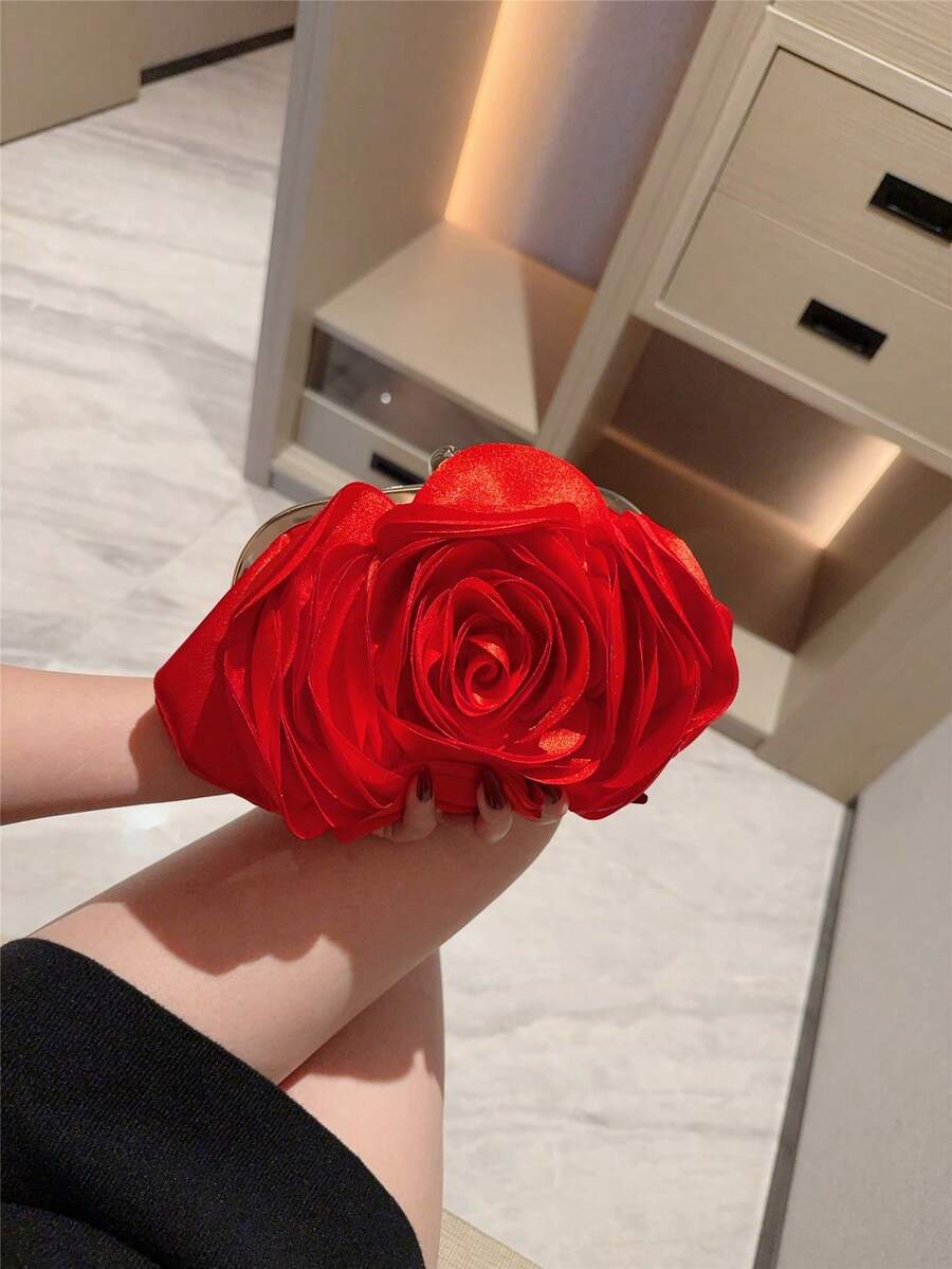 Elegantna večernja torba sa 3D ružom , romantična