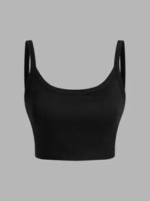 SHEIN VCAY 3pcs Women Casual Racerback Crop Tank Tops With Built-In Bra, Suitable For Summer