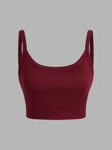 SHEIN VCAY 3pcs Women Casual Racerback Crop Tank Tops With Built-In Bra, Suitable For Summer