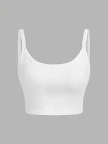 SHEIN VCAY 3pcs Women Casual Racerback Crop Tank Tops With Built-In Bra, Suitable For Summer