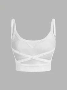 SHEIN VCAY 3pcs Women Casual Racerback Crop Tank Tops With Built-In Bra, Suitable For Summer