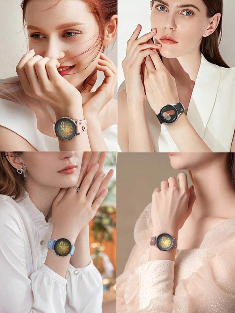 20mm dvobojna silikonska narukvica za sat sa cvetnim reljefom, kompatibilna sa Samsung Galaxy Watch 7 6 5 4 40mm 44mm/5 Pro/6 Classic 47mm/Watch 4 Classic/Active 2, 45mm/Watch 3/Watch 4 Classic 42mm 46mm Watch 6 47mm 43mm