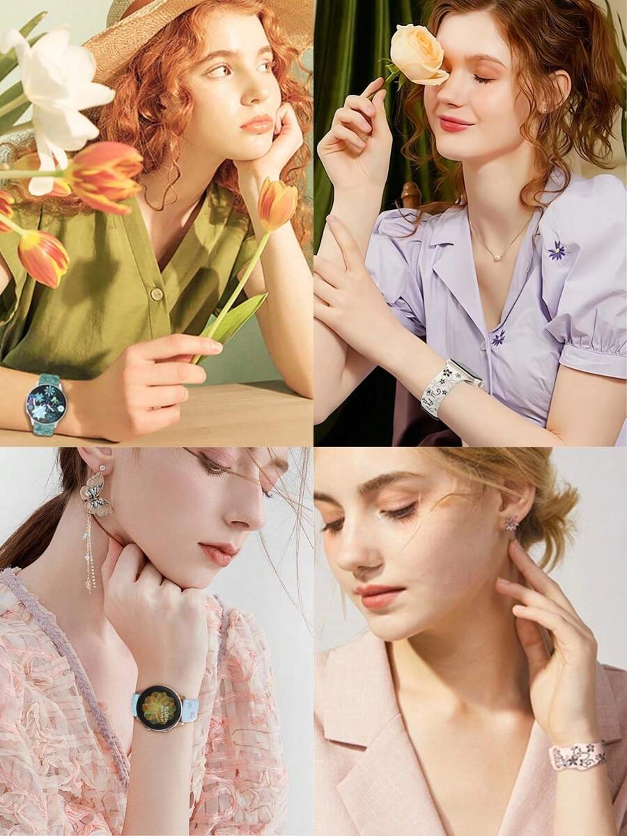 20mm dvobojna silikonska narukvica za sat sa cvetnim reljefom, kompatibilna sa Samsung Galaxy Watch 7 6 5 4 40mm 44mm/5 Pro/6 Classic 47mm/Watch 4 Classic/Active 2, 45mm/Watch 3/Watch 4 Classic 42mm 46mm Watch 6 47mm 43mm