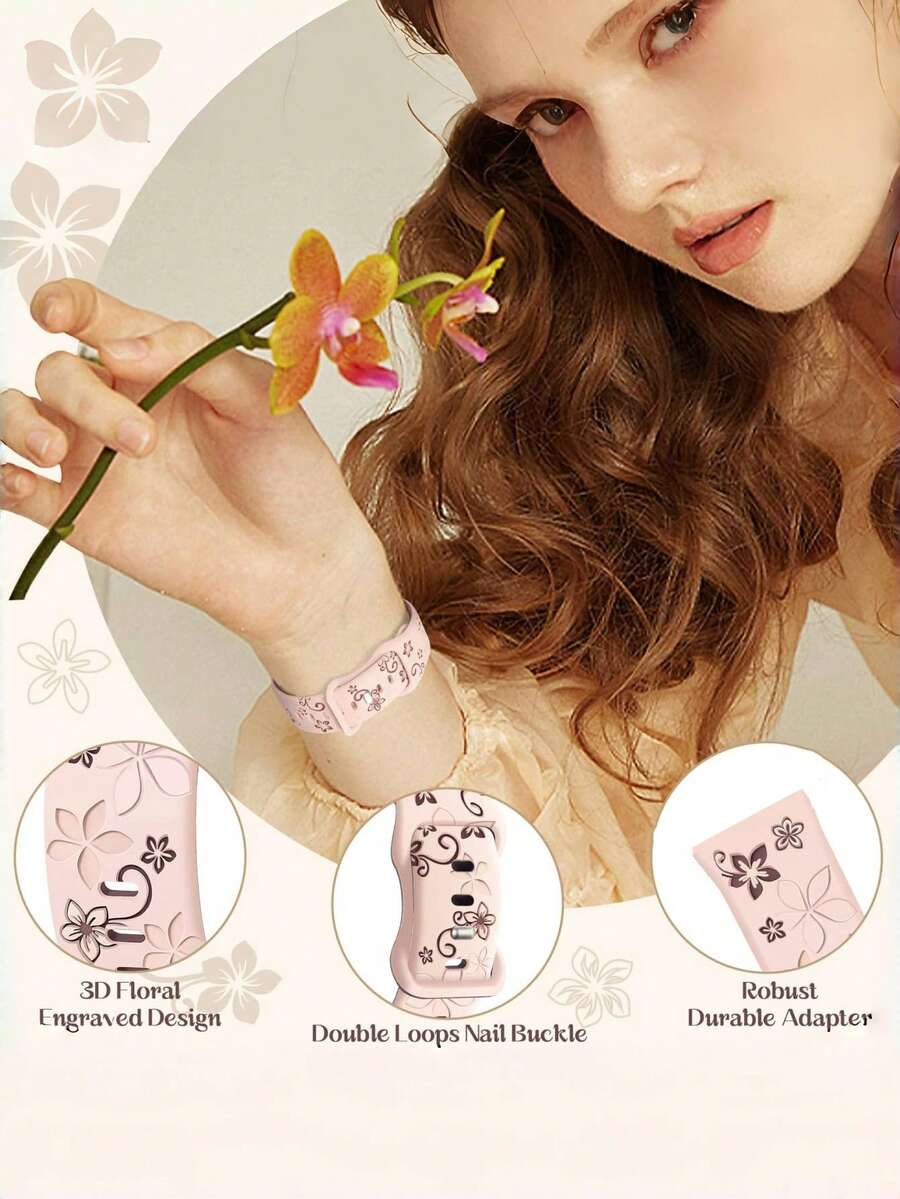 20mm dvobojna silikonska narukvica za sat sa cvetnim reljefom, kompatibilna sa Samsung Galaxy Watch 7 6 5 4 40mm 44mm/5 Pro/6 Classic 47mm/Watch 4 Classic/Active 2, 45mm/Watch 3/Watch 4 Classic 42mm 46mm Watch 6 47mm 43mm