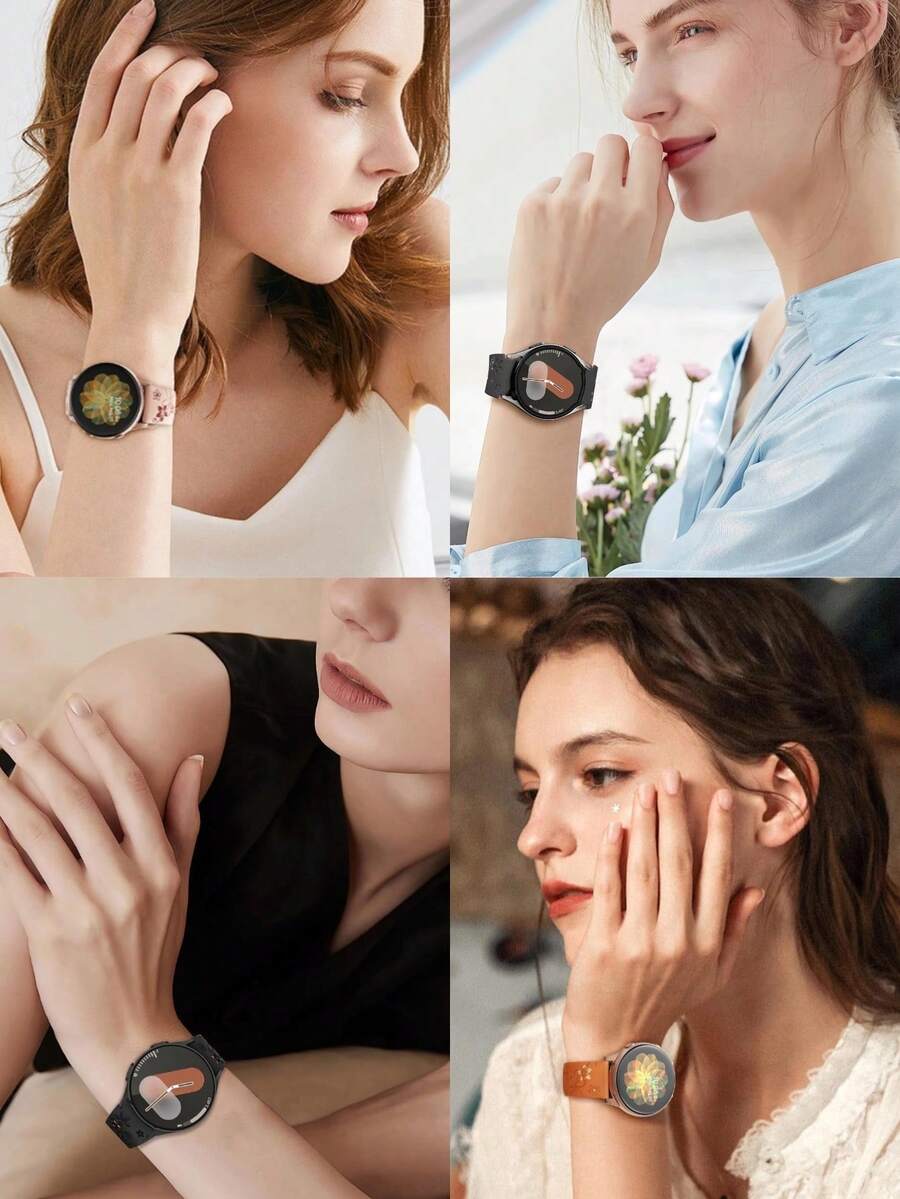 20mm dvobojna silikonska narukvica za sat sa cvetnim reljefom, kompatibilna sa Samsung Galaxy Watch 7 6 5 4 40mm 44mm/5 Pro/6 Classic 47mm/Watch 4 Classic/Active 2, 45mm/Watch 3/Watch 4 Classic 42mm 46mm Watch 6 47mm 43mm