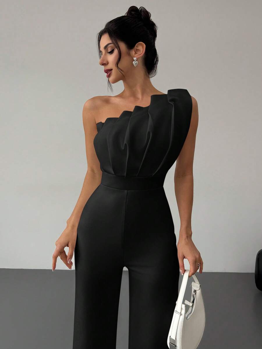 Elegantni kombinezon  sa 3D plisiranim dizajnom, bez rukava
