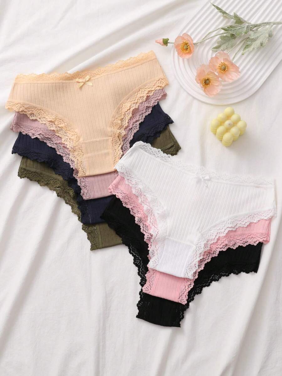 7 kom/set udobne prugaste pamučne gaćice, seksi donji veš