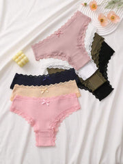 7 kom/set udobne prugaste pamučne gaćice, seksi donji veš