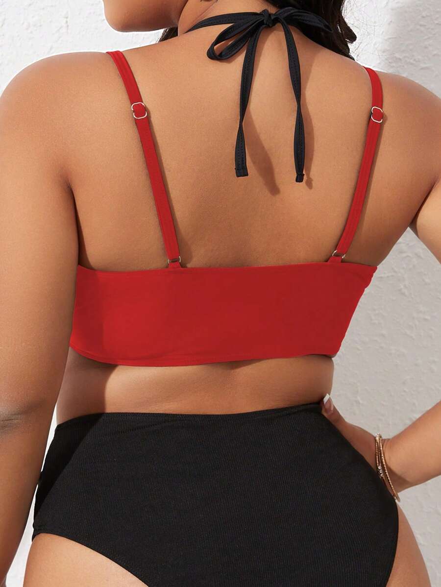 Letnji plus size halter bikini gornji deo sa povezivanjem prstenovima