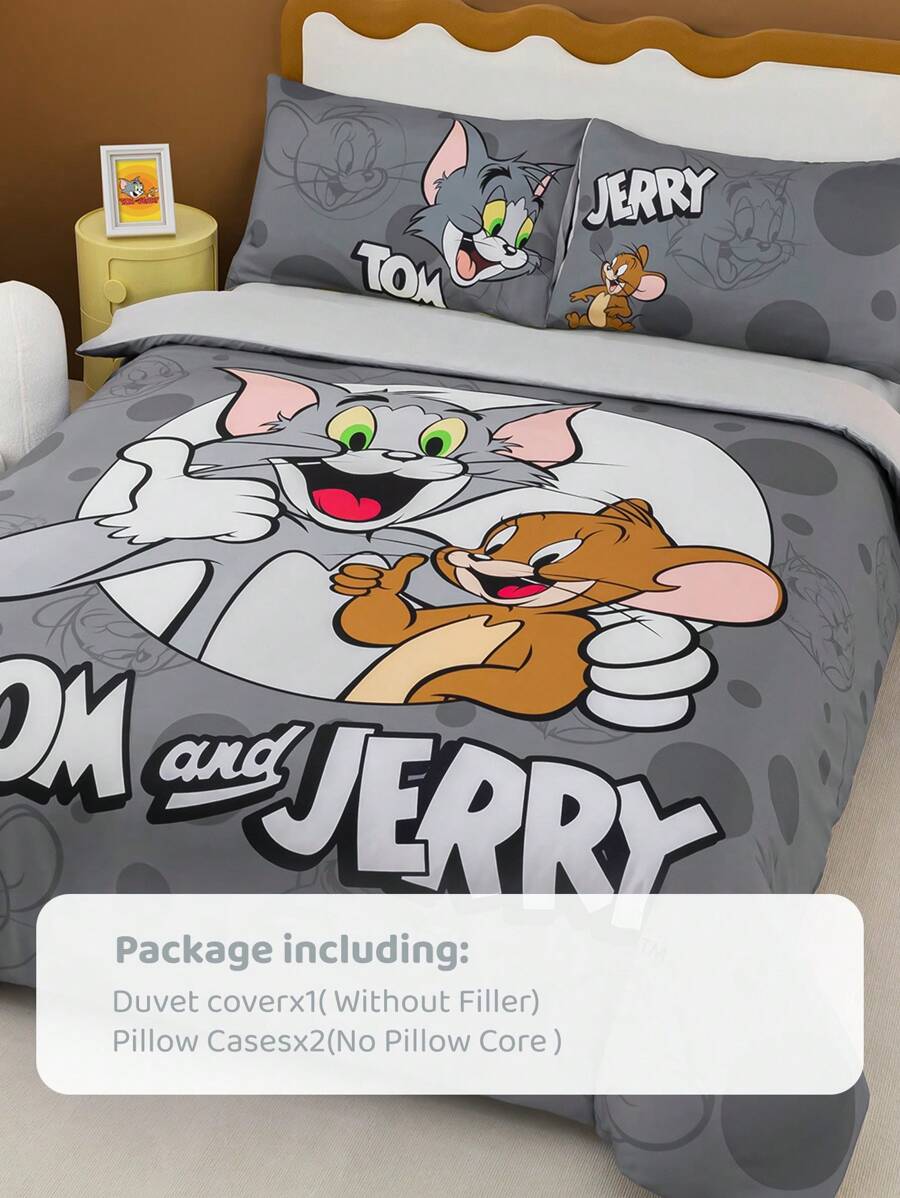 TOM & JERRY Set od 3 komada navlaka za jorgan sa crtanim uzorkom, mekan, udoban, topao