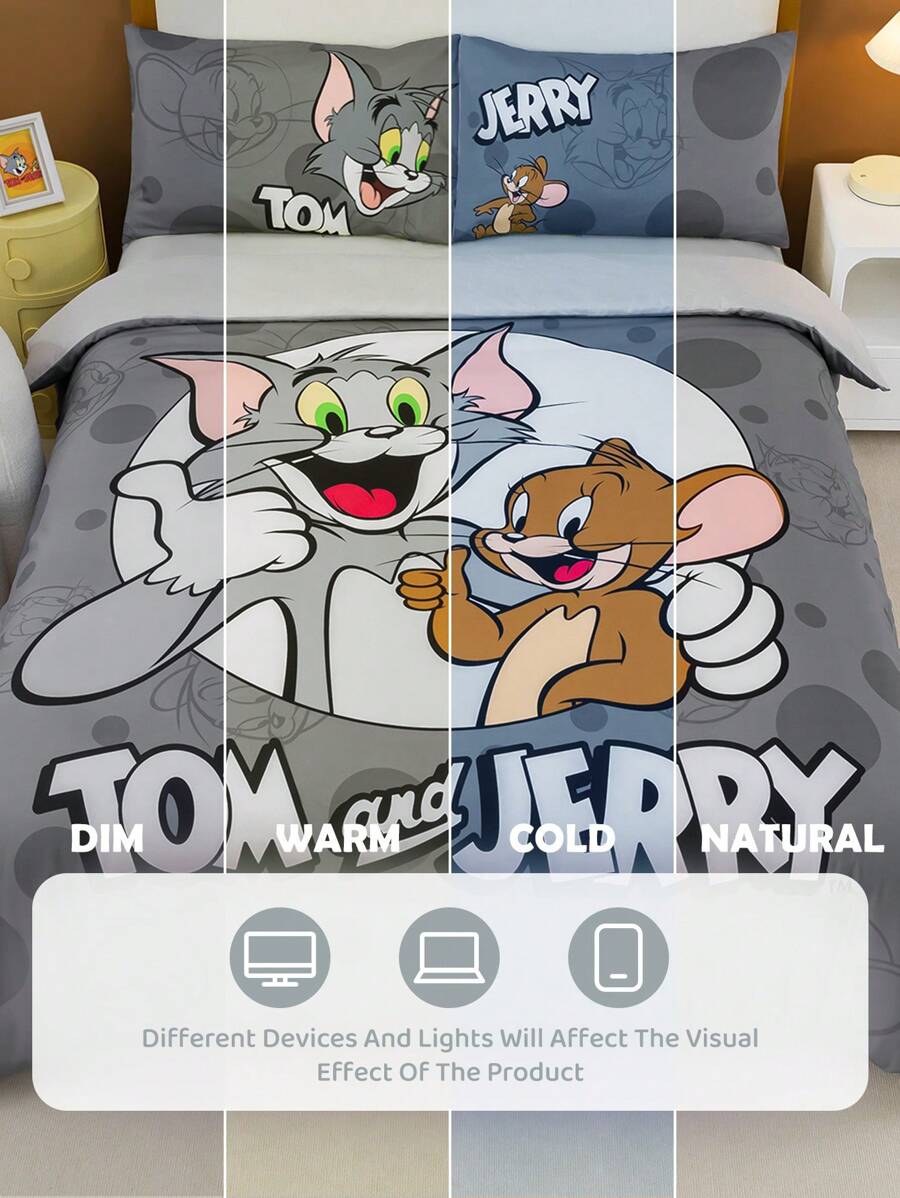 TOM & JERRY Set od 3 komada navlaka za jorgan sa crtanim uzorkom, mekan, udoban, topao