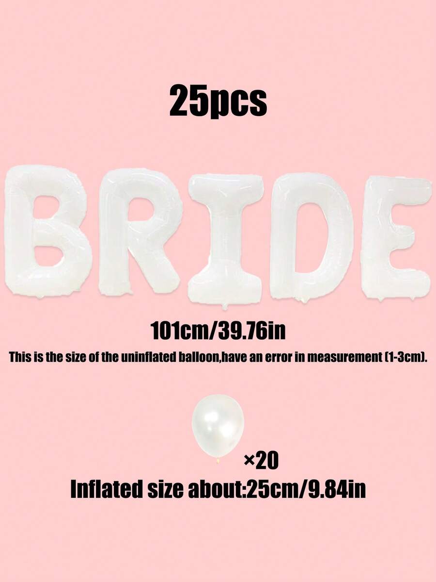 Set od 25 balona za mladu, beli baner "BRIDE" od 40 inča