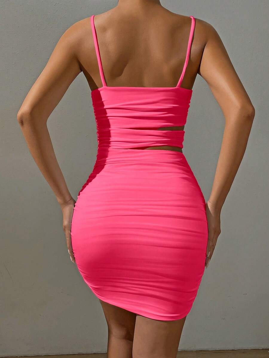 Cut Out Ruched Cami Bodycon Haljina