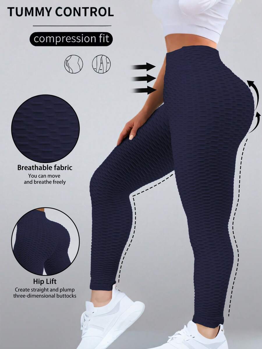 Ženske joga pantalone sa saćastim džepovima, bešavne, jednobojne, sa visokim strukom