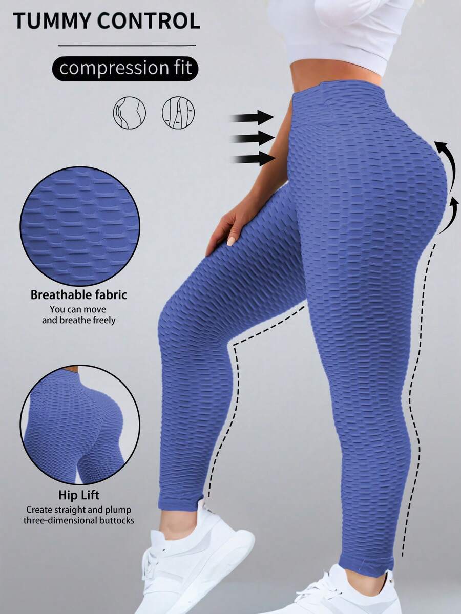 Ženske joga pantalone sa saćastim džepovima, bešavne, jednobojne, sa visokim strukom