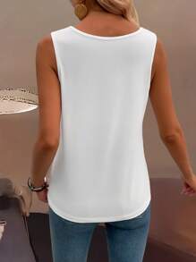 Zayélia Summer New Sleeveless Open-Back Wide Strap Square Neck Discounted Loose Fit Slim Women Tank Top