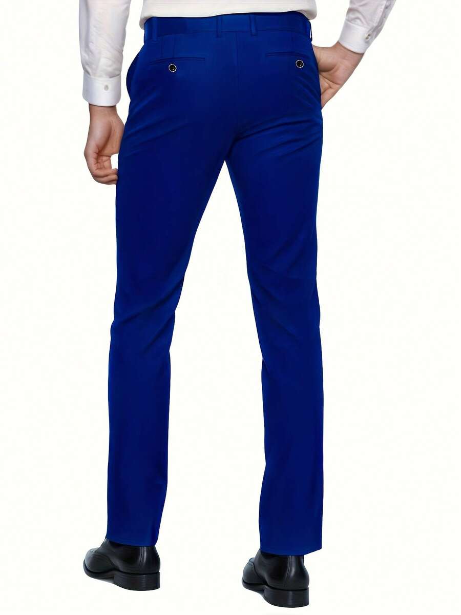 Muški set od 3 dela u jednoj boji, slim fit, rastegljiv, uključuje sako, prsluk i pantalone
