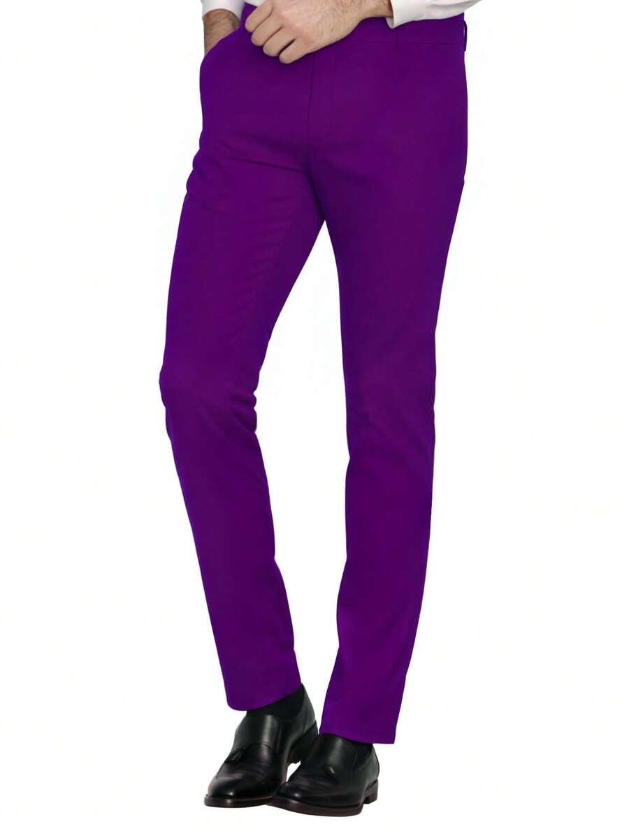 Muški set od 3 dela u jednoj boji, slim fit, rastegljiv, uključuje sako, prsluk i pantalone