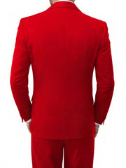 Muški set od 3 dela u jednoj boji, slim fit, rastegljiv, uključuje sako, prsluk i pantalone