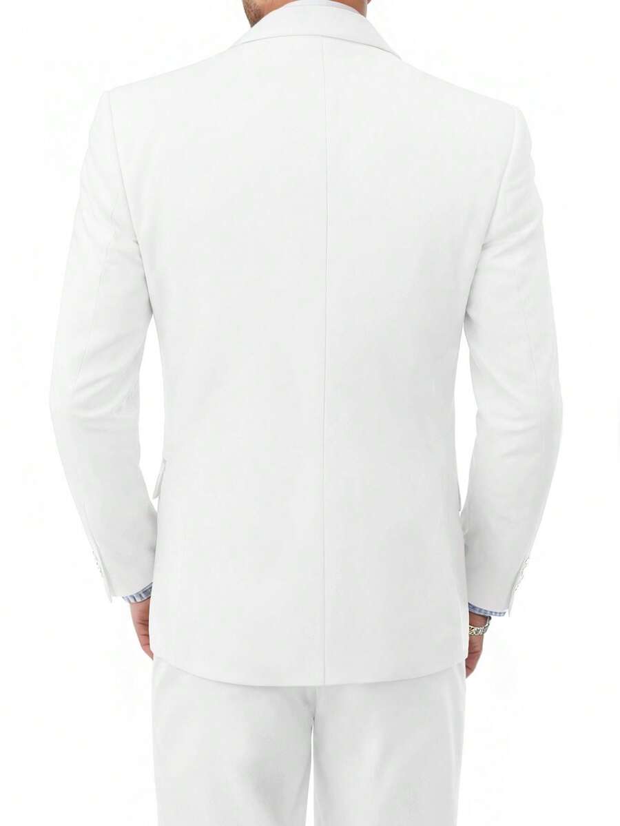 Muški set od 3 dela u jednoj boji, slim fit, rastegljiv, uključuje sako, prsluk i pantalone