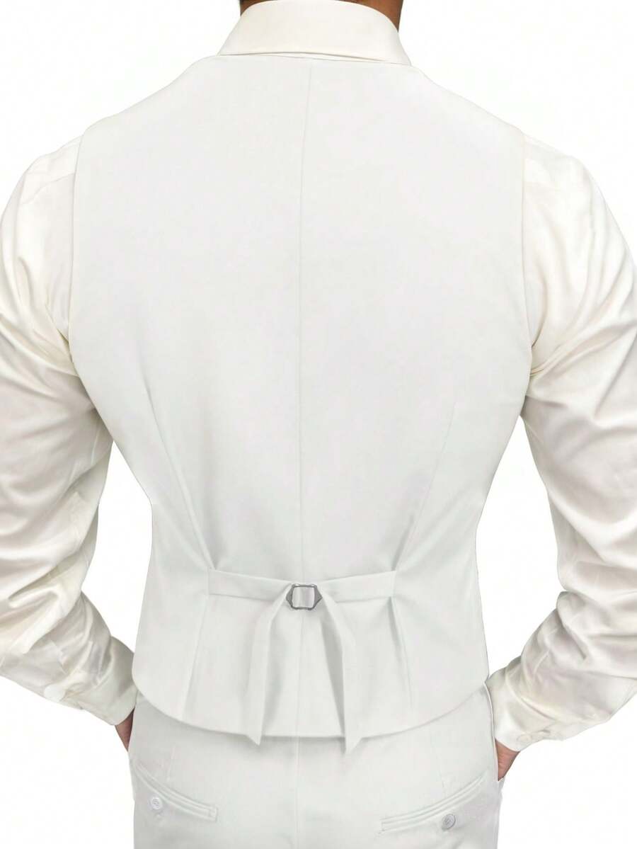 Muški set od 3 dela u jednoj boji, slim fit, rastegljiv, uključuje sako, prsluk i pantalone
