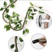 Reptile Jungle Climbing Set - Flexible Vines And Leaves With Suction Cups, For Habitat Decor - Durable Material For All Seasons - Ideal For Chameleons, Lizards, Geckos To Climb