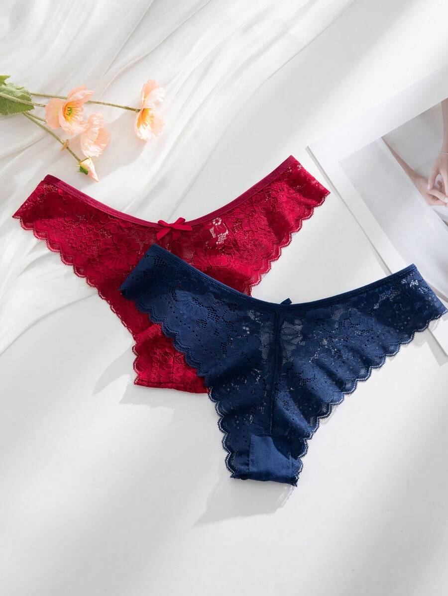 12 kom/pakovanje ženske elegantne i udobne bikini gaćice sa čipkastom ivicom