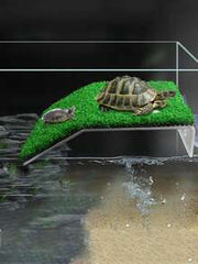 1pc Artificial Grass Platform Turtle Sunbathing Floating Island - Reptile Habitat Decor With Mini Swimming Ring, Suitable For Brazilian Turtle/Aquatic Turtle/Tortoise To Rest, Sunbathe, And Climb
