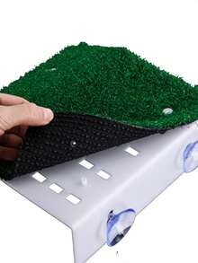 1pc Artificial Grass Platform Turtle Sunbathing Floating Island - Reptile Habitat Decor With Mini Swimming Ring, Suitable For Brazilian Turtle/Aquatic Turtle/Tortoise To Rest, Sunbathe, And Climb