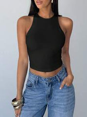 Aloruh Women's Backless Cross Straps Slim-Fit Cropped Sexy Camisole Top