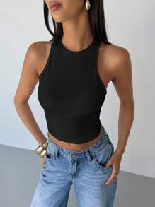 Aloruh Women's Backless Cross Straps Slim-Fit Cropped Sexy Camisole Top