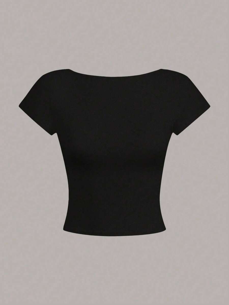 Ženska podstavljena seksi crop majica, slim fit