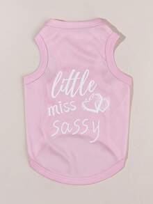 LUCKIE LABO 1pc Little Miss Sassy Graphic Print Vest, Flea Resistant, Shed Reducing, Breathable For Cats & Dogs Indoor/Outdoor