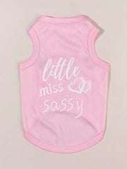 LUCKIE LABO 1pc Little Miss Sassy Graphic Print Vest, Flea Resistant, Shed Reducing, Breathable For Cats & Dogs Indoor/Outdoor