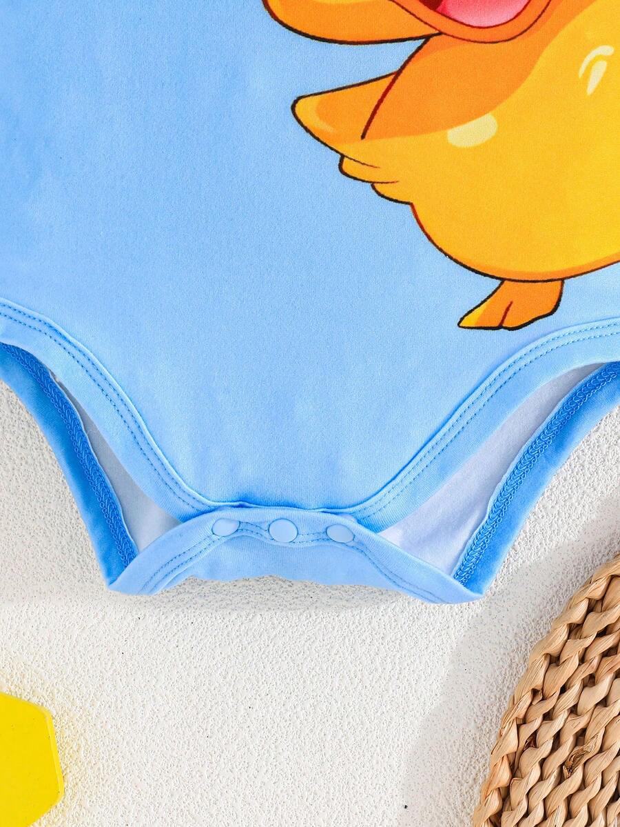 3 kom/set bebi body majice sa slatkim printom patke, udobne i lake za oblačenje, kratkih rukava