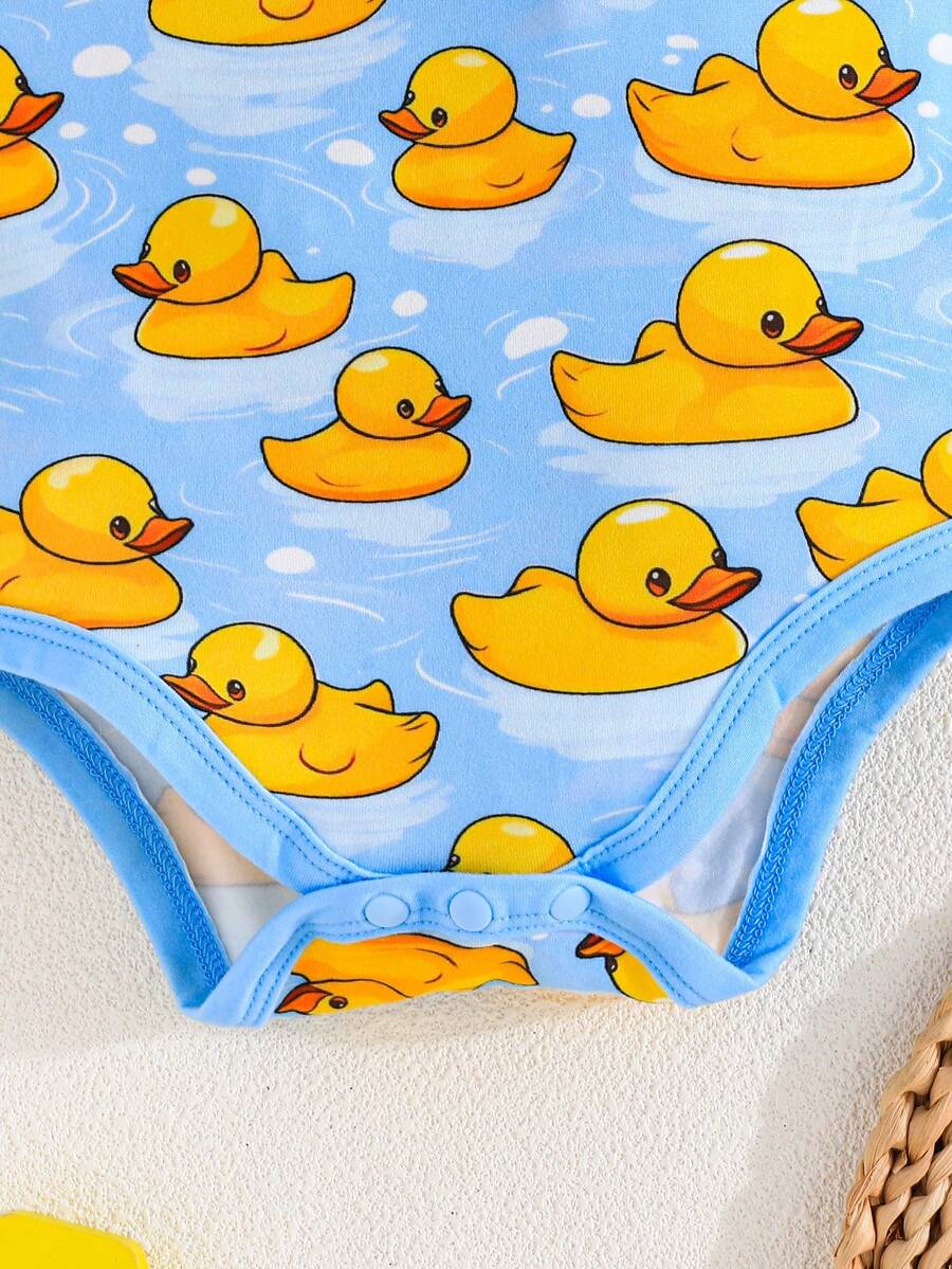 3 kom/set bebi body majice sa slatkim printom patke, udobne i lake za oblačenje, kratkih rukava