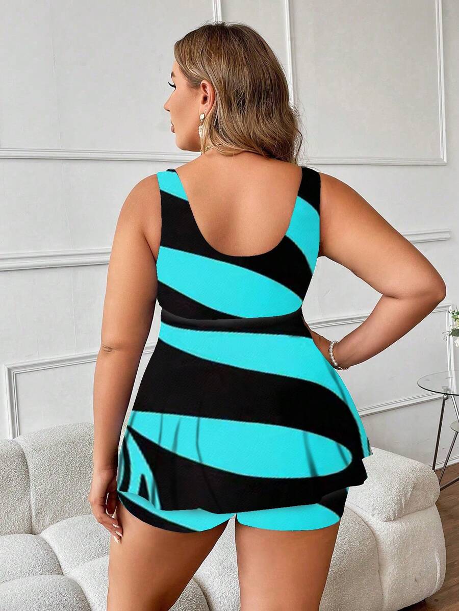 Plus size tankini top sa nabranim strukom na vezivanje