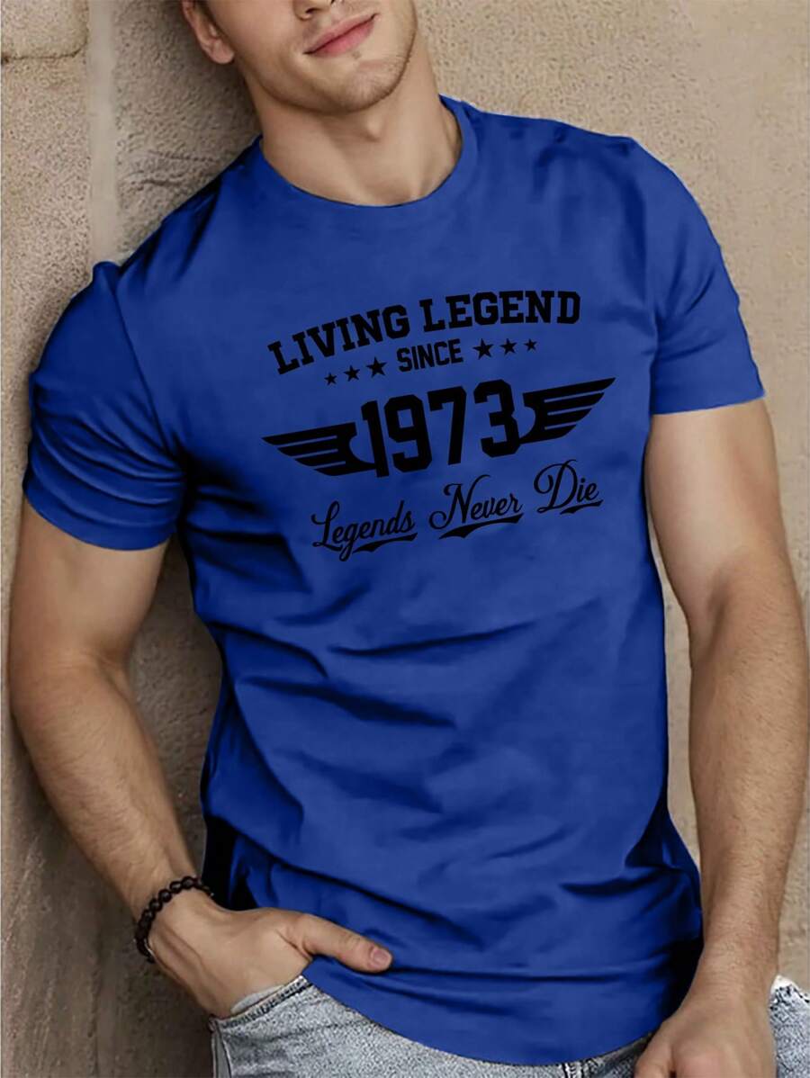 Muška ležerna slim fit majica kratkih rukava sa štampanim slovima i okruglim izrezom