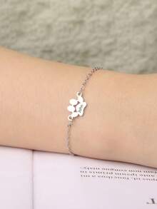 Paw Print Name Bracelet, Personalized Tiny Dog Paw Bracelet, Minimalist Paw Bracelet, Animal Bracelet, Pet Bracelet