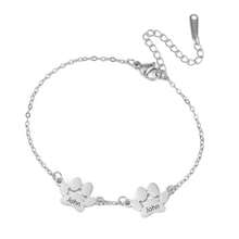 Paw Print Name Bracelet, Personalized Tiny Dog Paw Bracelet, Minimalist Paw Bracelet, Animal Bracelet, Pet Bracelet