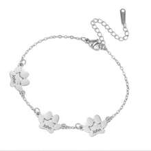 Paw Print Name Bracelet, Personalized Tiny Dog Paw Bracelet, Minimalist Paw Bracelet, Animal Bracelet, Pet Bracelet
