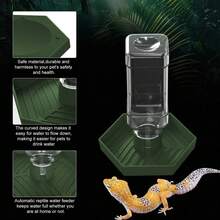 1pc Automatic Reptile Drinking Water Bowl, Suitable For Turtles, Geckos, Lizards, Reptile Water Feeder Plastic Dish