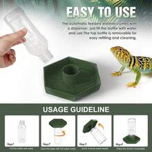 1pc Automatic Reptile Drinking Water Bowl, Suitable For Turtles, Geckos, Lizards, Reptile Water Feeder Plastic Dish