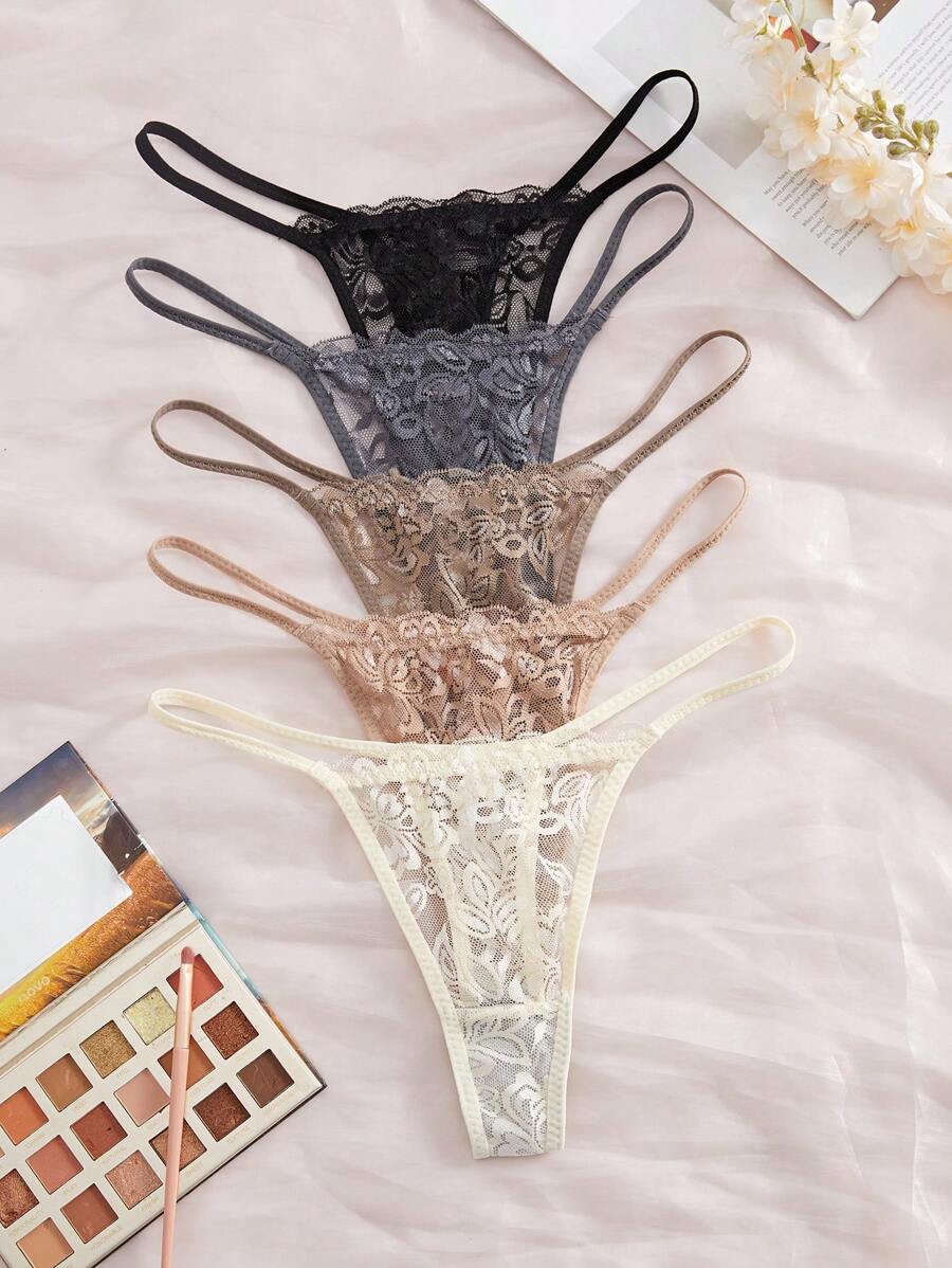 5 kom/pakovanje seksi ženske gaćice G-string od čipke, prozračne i udobne