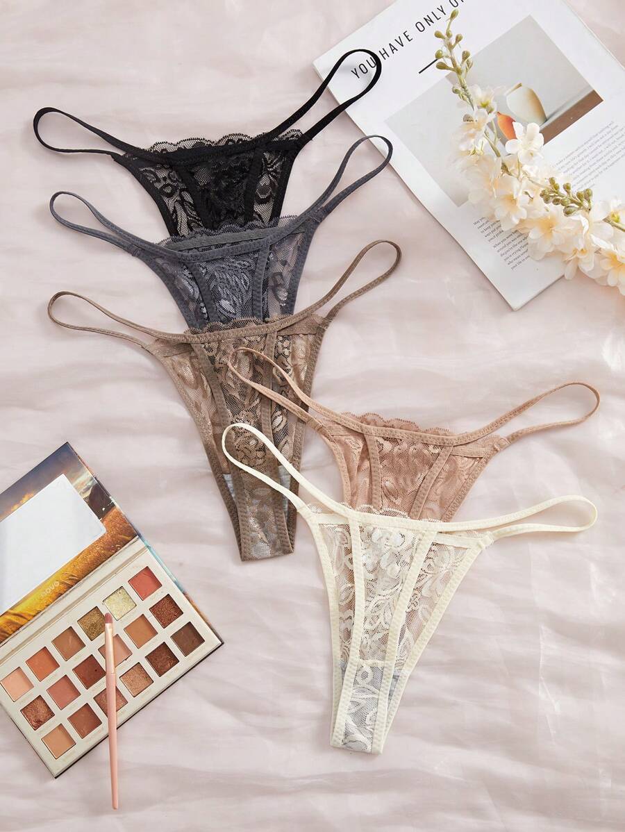 5 kom/pakovanje seksi ženske gaćice G-string od čipke, prozračne i udobne